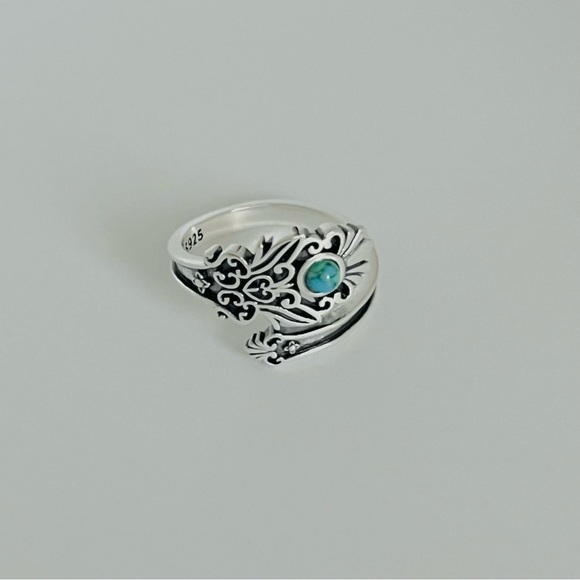 Sterling silver turquoise ring, wrap around ring, wrap around turquoise ring - Picture 4 of 15